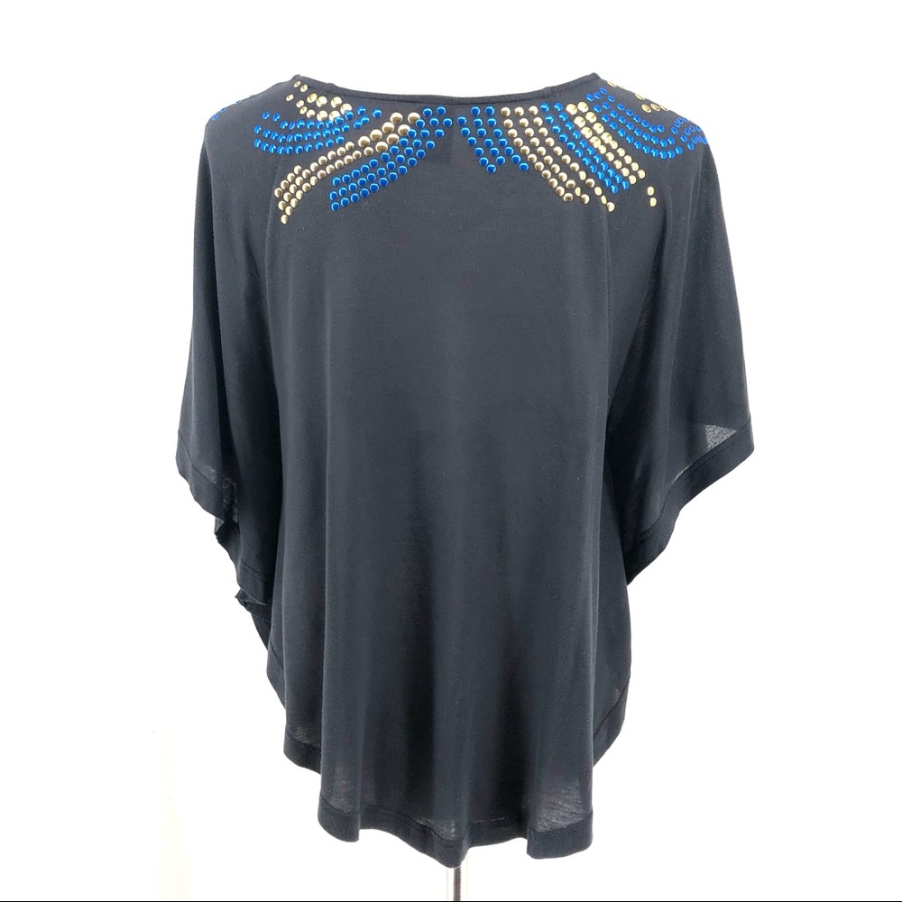 Free People Studded Gray 3/4 Sleeve Blouse, Size M - Picture 4 of 8